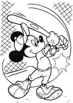  Coloring on Full Size   More Mickey Mouse Baseball Coloring Page   Source Link